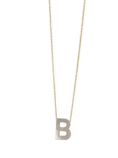B Brass Acrylic Letter Minimalist Pendant Necklace