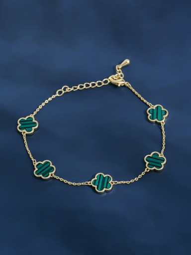 Brass Enamel Clover Minimalist Link Bracelet
