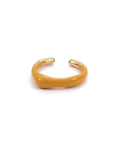 Earthy yellow (non adjustable) Zinc Alloy Enamel Geometric Minimalist Band Ring
