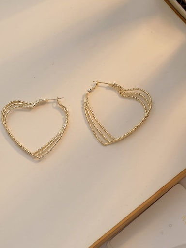 14K gold Copper Hollow Heart Minimalist Multi-layer Stud Trend Korean Fashion Earring
