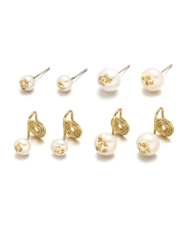 Brass Freshwater Pearl Irregular Vintage Stud Earring