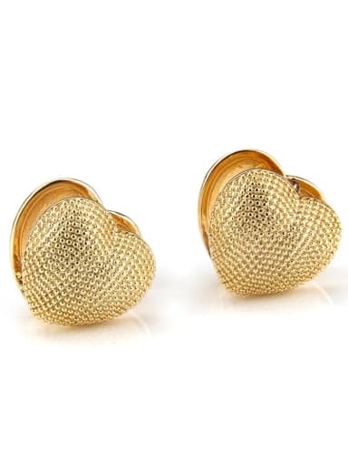 Brass Heart  Cubic Zirconia  Dainty Stud Earring