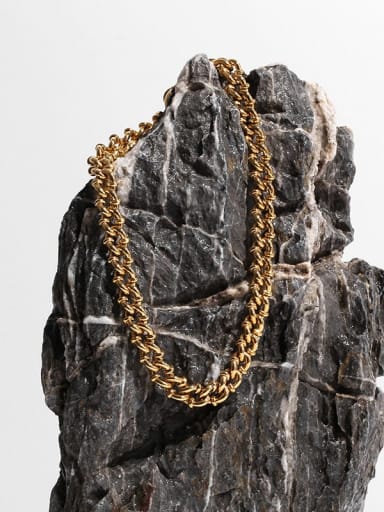 Brass Hollow Geometric  Chain Vintage Necklace