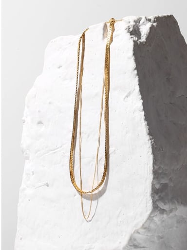 Brass Geometric chain Minimalist Multi Strand Necklace