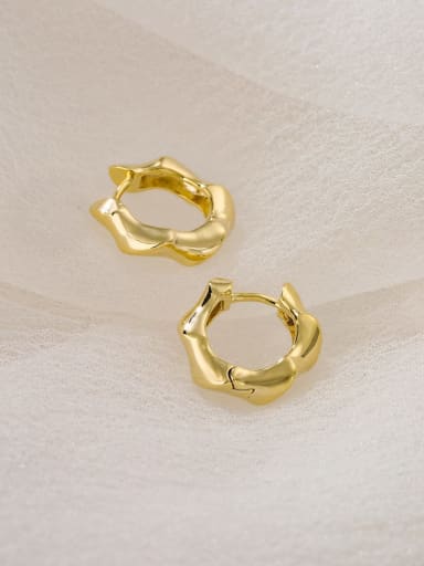 Brass Hollow   Geometric Minimalist Huggie Earring