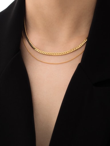 Necklace Brass Geometric chain Minimalist Multi Strand Necklace