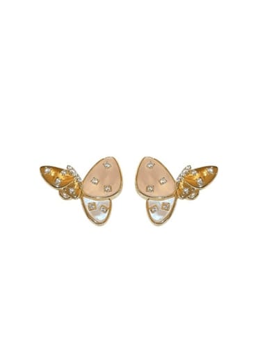 Brass Butterfly Dainty Stud Earring