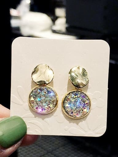 Mixed Metal Crystal Multi Color Round Trend Drop Earring