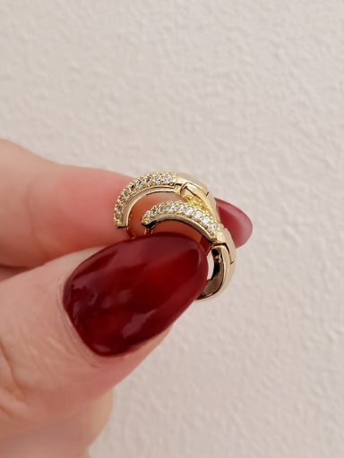 14k Gold [small] Brass Cubic Zirconia Geometric Minimalist Huggie Earring