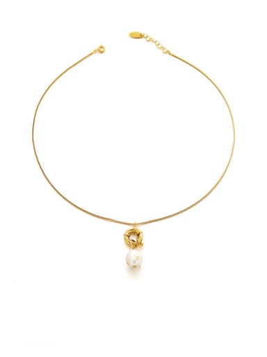 Brass Imitation Pearl Geometric Vintage Necklace