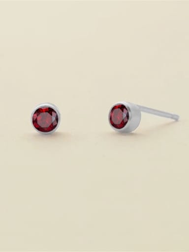 January Red Steel Stainless steel Birthstone Geometric Minimalist Stud Earring