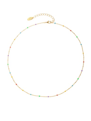 Necklace Style 2 Brass Bead  Minimalist Rainbow Bracelet and Necklace Set