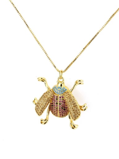 custom Brass Cubic Zirconia Insect Cute Necklace