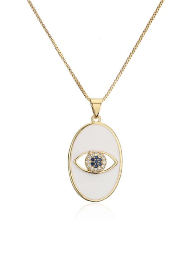 Brass Rhinestone Enamel Evil Eye Trend Heart Pendant Necklace