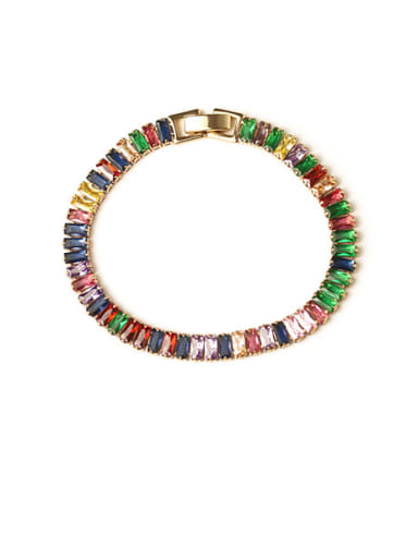 Brass Cubic Zirconia Rainbow Luxury Link Bracelet