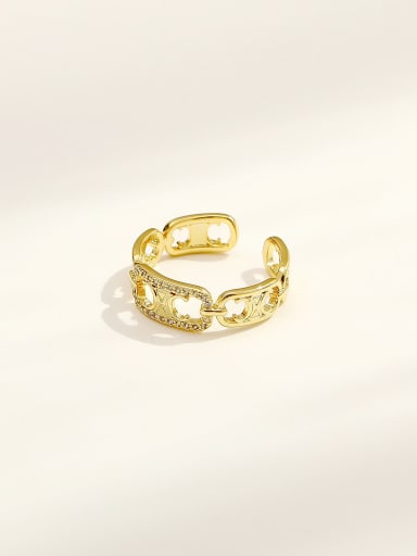 Brass Cubic Zirconia Geometric Minimalist Band Fashion Ring