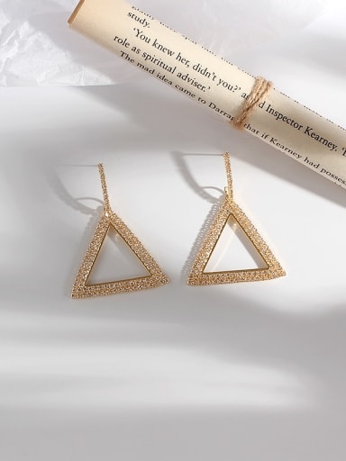 Copper Rhinestone Triangle Minimalist Drop Trend Korean Fashion Earring
