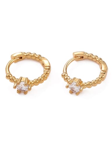 gold Brass Cubic Zirconia Geometric Minimalist Huggie Earring