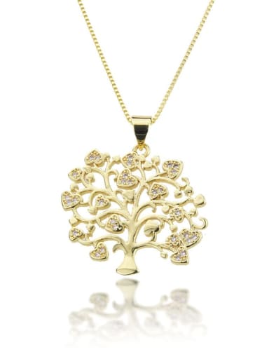 Brass Cubic Zirconia Dainty Tree Pendant necklace