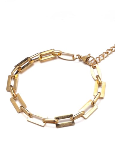 Simple gold rectangular bracelet Titanium Steel Irregular Minimalist Link Bracelet