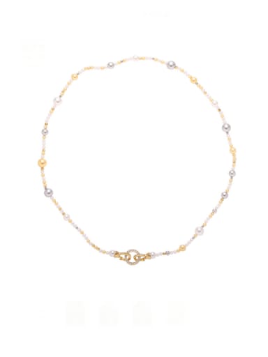 Brass Imitation Pearl Irregular Minimalist Beaded Necklace