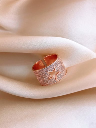 Alloy+ Rhinestone White Star Trend Band Ring/Free Size Ring