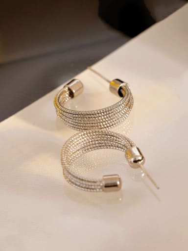 White K Brass Weave Minimalist Stud Earring