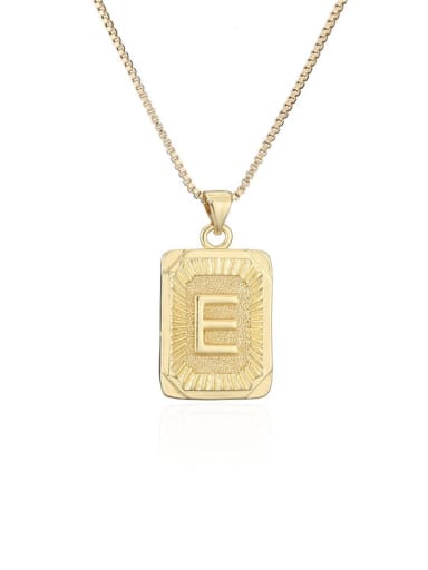 E Brass Letter Hip Hop Geometry Pendant Necklace