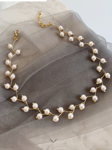 Zinc Alloy Imitation Pearl White Locket Trend Choker Necklace