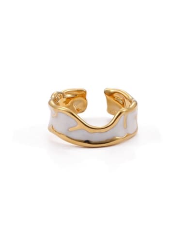 Irregular ring (US 6, non adjustable) Brass Enamel Geometric Minimalist Band Ring