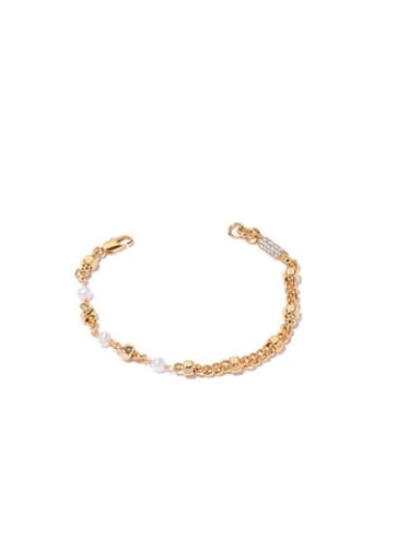 Gold Bracelet Brass Imitation Pearl Geometric Hip Hop Necklace