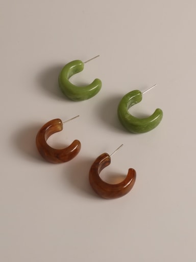 Brass Acrylic Geometric Minimalist C shape Stud Trend Korean Fashion Earring