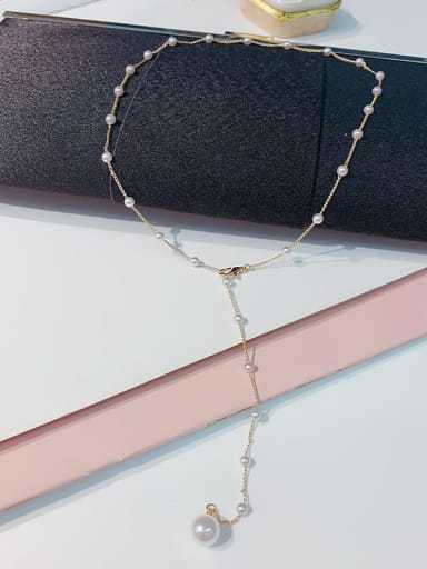 Alloy +Imitation Pearl White Locket Classic Lariat Necklace