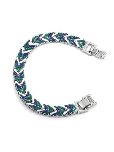 Blue green bracelet Brass Enamel Geometric Minimalist Link Bracelet
