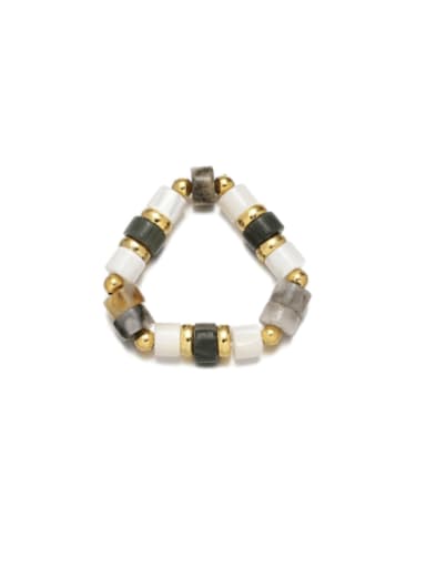 Brass Natural Stone Geometric Cute  Adjustable Elastic Rope Bead Ring