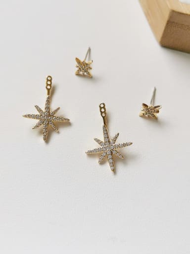 Copper Cubic Zirconia Star Dainty Stud Trend Korean Fashion Earring
