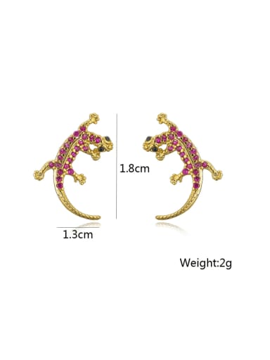 41597 Brass Cubic Zirconia Animal Vintage Stud Earring