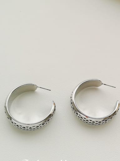 White K Copper Round Minimalist Hoop Trend Korean Fashion Earring