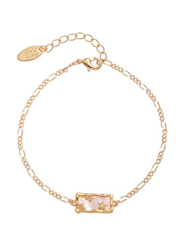 Gold Bracelet Brass Cubic Zirconia Minimalist Rectangle Bracelet and Necklace Set