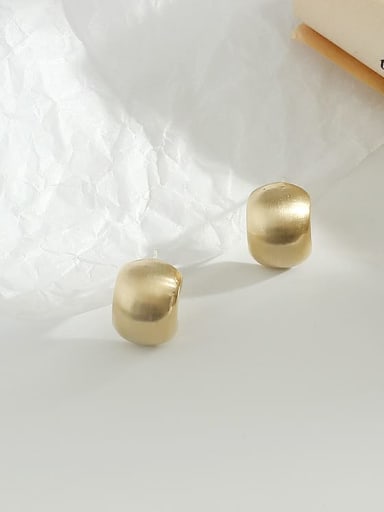 14k gold Copper Smooth Geometric Minimalist Stud Trend Korean Fashion Earring