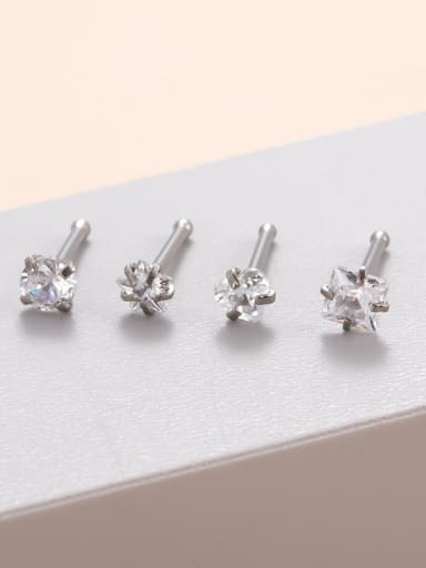 Stainless steel Cubic Zirconia Pentagram Heart Minimalist Nose Studs