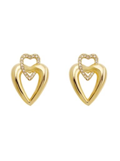 Brass Cubic Zirconia Hollow Heart Vintage Drop Trend Korean Fashion Earring