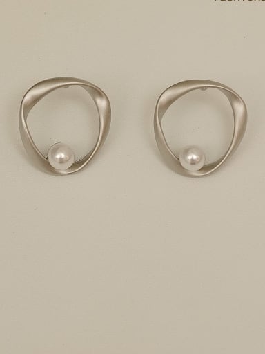 Dumb platinum Copper Imitation Pearl Geometric Dainty Stud Trend Korean Fashion Earring