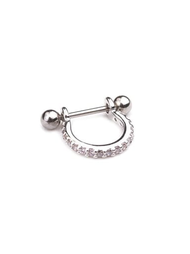 Platinum 1# Brass Cubic Zirconia Irregular Minimalist Huggie Earring