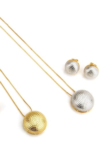 Brass Vintage Round ball Earring and Necklace Set