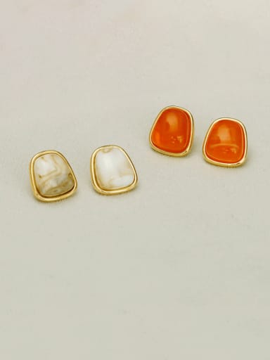 custom Brass Resin Geometric Minimalist Stud Earring