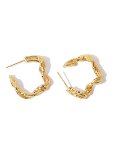 Brass Geometric Vintage C Shape Stud Earring