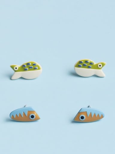 Alloy Enamel Fish Cute Stud Earring