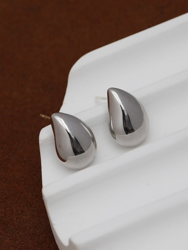 White K [925 Silver Needle] Brass Water Drop Trend Stud Earring