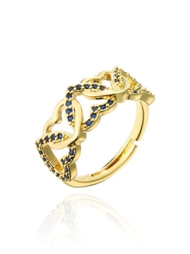 10880 Brass Cubic Zirconia Heart Vintage Band Ring